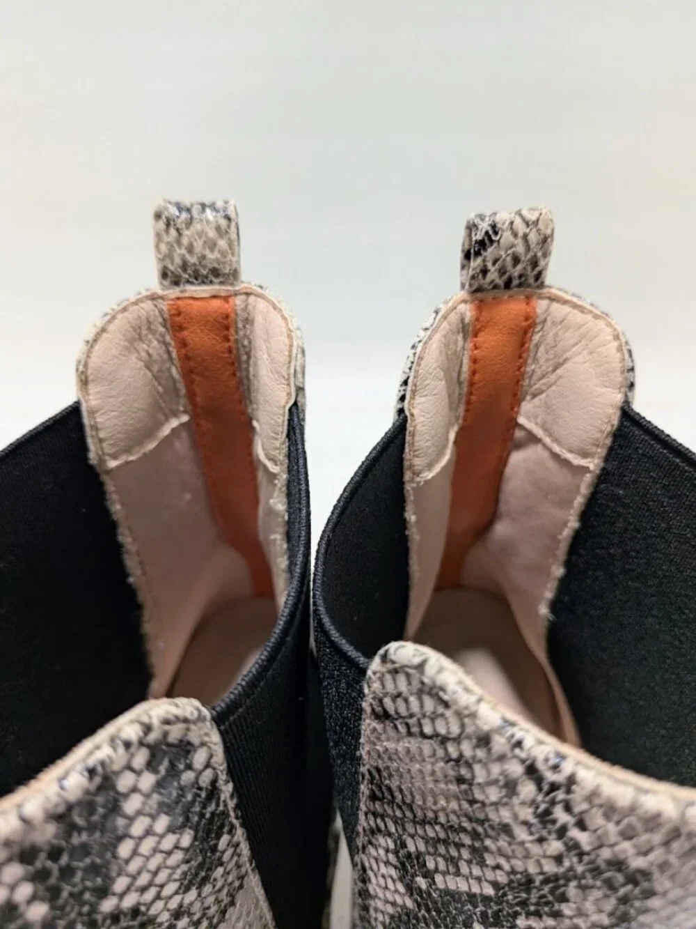 French Connection Penny Grey Snakeskin Chelsea Ankle Boots Block Heel Size 9